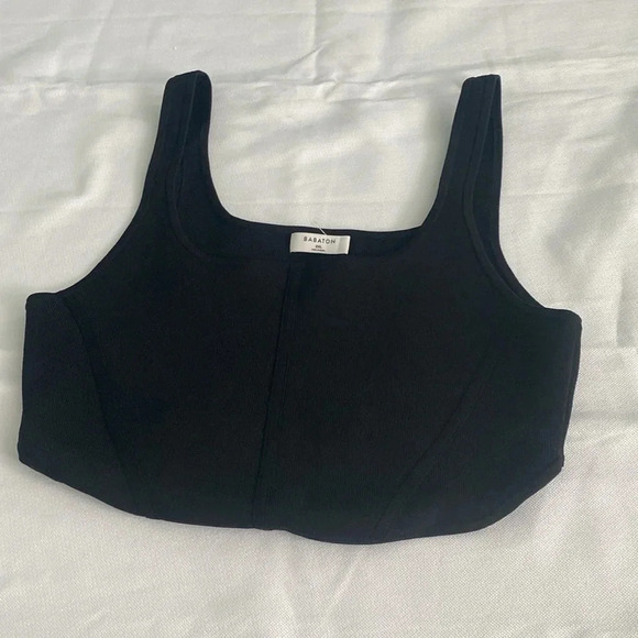 Babaton women’s ribbed sculpt crop top - 2XL, teal NWOT - Picture 3 of 6